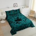 thumbnail image 4 of Erosebridal Damask Flower Bedding Sets Queen with Comforter, Teal Duvet Insert, Halloween Witch Bat Reversible Comforters & Duvets, Super Cozy Room Decoration, 3-Piece, 4 of 8