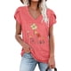 thumbnail image 1 of Puntoco Moda Mujer Verano Cuello En V Manga Corta Estampado Casual Camiseta Blusa Puntoco Puntoco-5010, 1 of 5