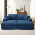 thumbnail image 3 of Oversized Chaise Lounge Chair Loveseat | No Assembly, Plush Cushioned Lounge Sleeper Sofa Bed, Soft Corduroy, 86.6" W Deep Seat Sectional Loveseat Chaise for Living Room, Bedroom or Home Theater Blue, 3 of 9