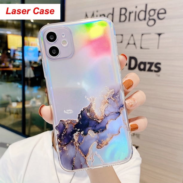 Para iPhone 14 13 12 11 Pro Max Mini XS X XR 7 8 Plus SE3 2020 Funda IMD Laser Bling Marble Funda transparente suave Funda Carcasa Coque Tan Jianjun unisex