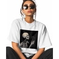 thumbnail image 2 of Women's Graphic T-Shirt White 5XL Women's Tops Skull Kissing Black Cat Crew Neck Short Sleeve Shirts for Women, 2 of 3