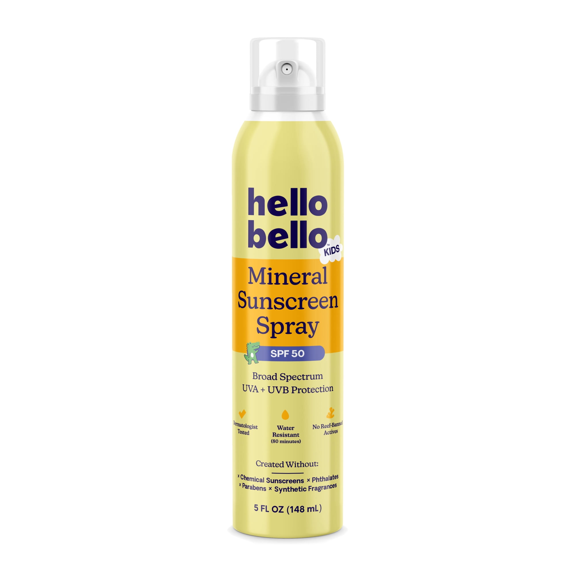 Hello Bello Mineral SPF 50 Sunscreen, Reef-Friendly Spray for Kids and Adults, 5.0 fl oz