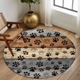 thumbnail image 3 of Round Area Rug 6 Ft, Haze Blue Brown Washable Non-Slip Circle Carpet for Living Room/Bedroom, Rustic Farmhouse Dog Paw Vintage Low-Profile Indoor Mats Collection Rugs for Residential, 3 of 7