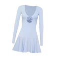 thumbnail image 4 of Vestido con falda de tenis para mujer, ropa de calle, vestido de entrenamiento para , fitness, bádminton , Azul Claro, L, 4 of 7