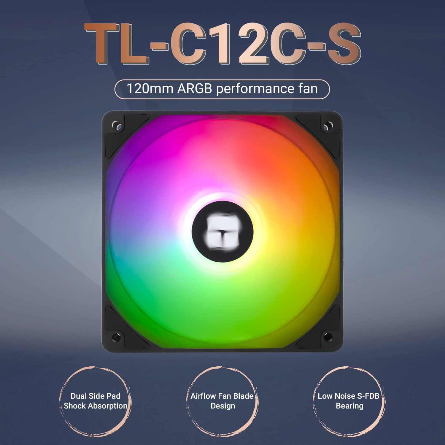 Thermalright TL-C12C-S CPU Fan 120mm ARGB Case Cooler Fan, 4pin PWM Silent Computer with S-FDB Bearing Included, up to 1550RPM Cooling