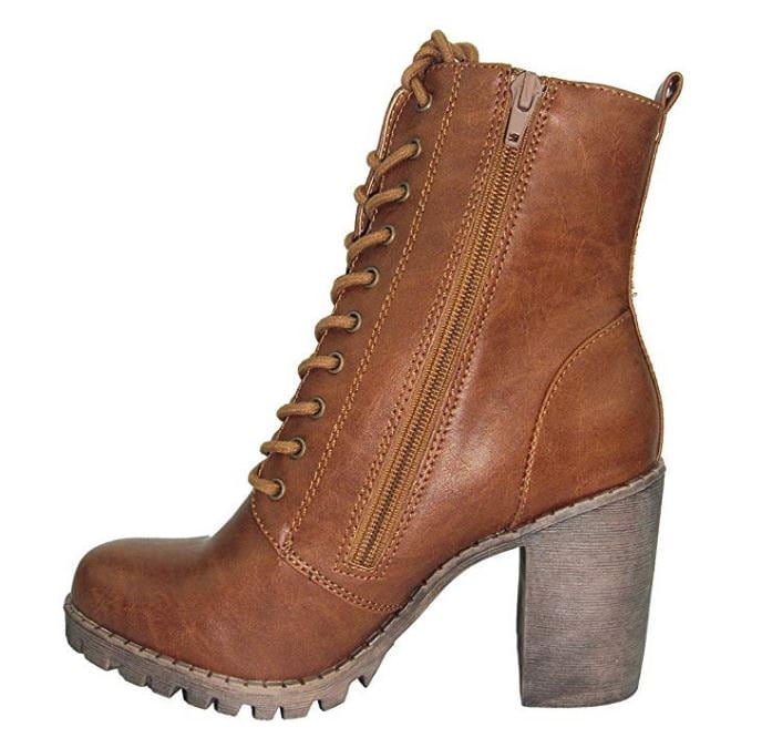 Women's Casual Shoes Leather Brown Ankle Boots DJ1338 | Touchy Style