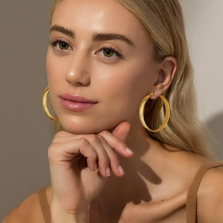 Thick large gold hoops discount