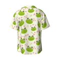 thumbnail image 6 of Lafuoo Green Frog Pattern Men's Cuban Collar Short Sleeve Shirt, Button-Down Resort Beach Pocket Shirt-XX-Large, 6 of 7