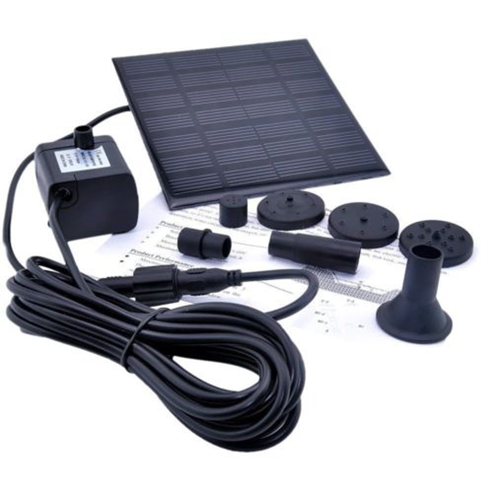 Herrnalise DIY Solar Water Pump Kit, Solar Powered Water Fountain Pump with 4 Nozzles, DIY Water Feature Outdoor Fountain for Bird Bath, Ponds, Garden and Fish Tank, under $10