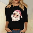 thumbnail image 2 of Quinlirra Christmas Shirts for Women 2025 Fashionable Women's Printed Casual Round Neck Pullover 3/4 Sleeve Top, 2 of 5