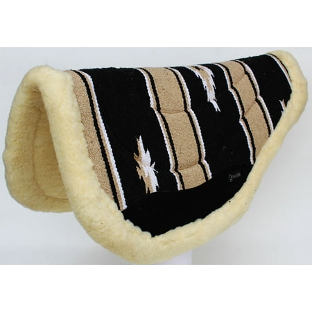 New Fur Felt - Cotton Western Horse SADDLE PAD 32x30 Round Wool Felt Fur Back Tan Rodeo 3479