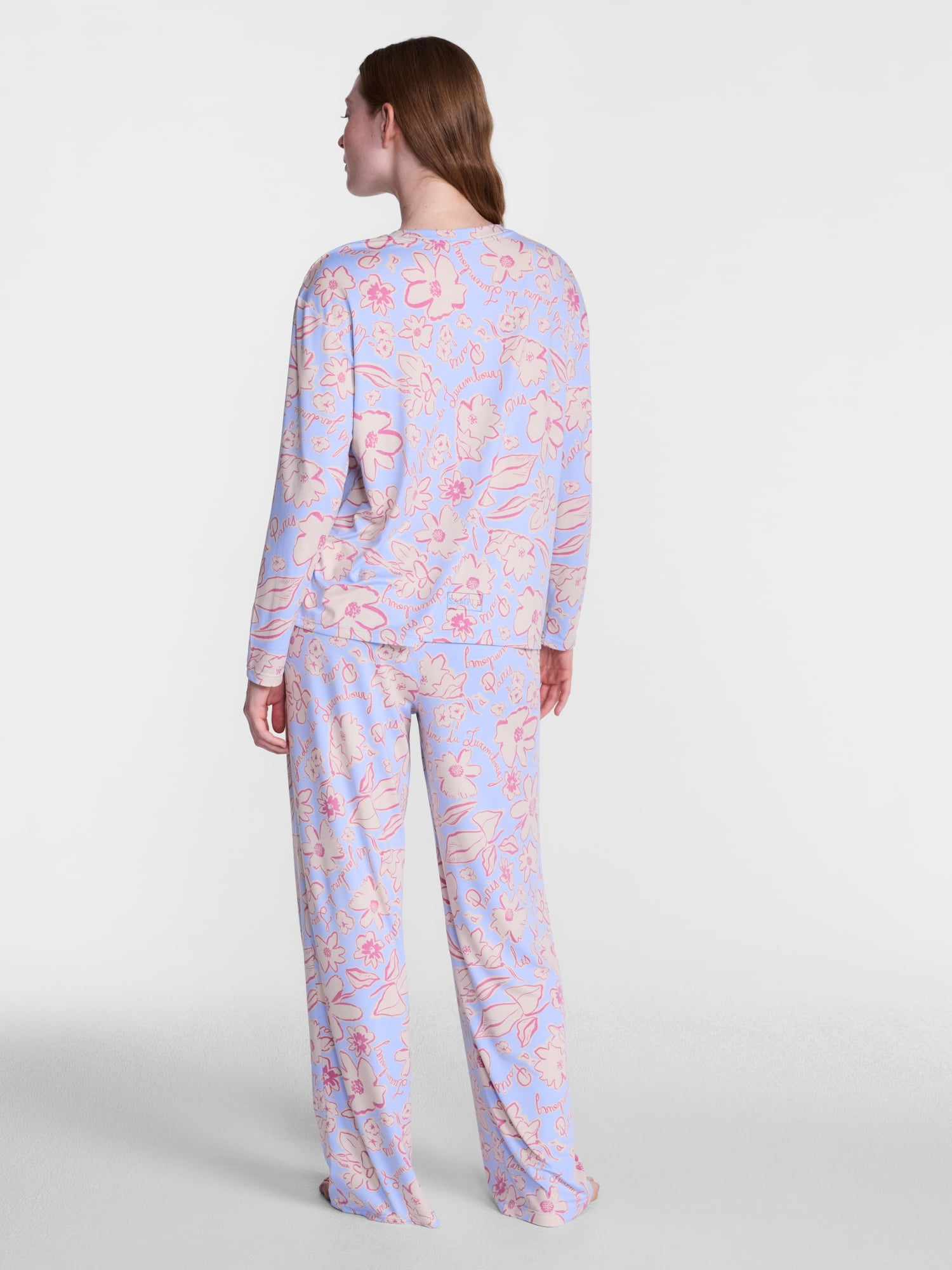 Joyspun Women's Essential Sleep Top and Pants, 2-Piece Pajama Set, Sizes XS-3X