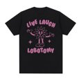 thumbnail image 1 of Camiseta divertida de Lobotomy Live Laugh para hombre y mujer, Camisa de algodón informal a moda, de gran tamaño, estética, 1 of 5