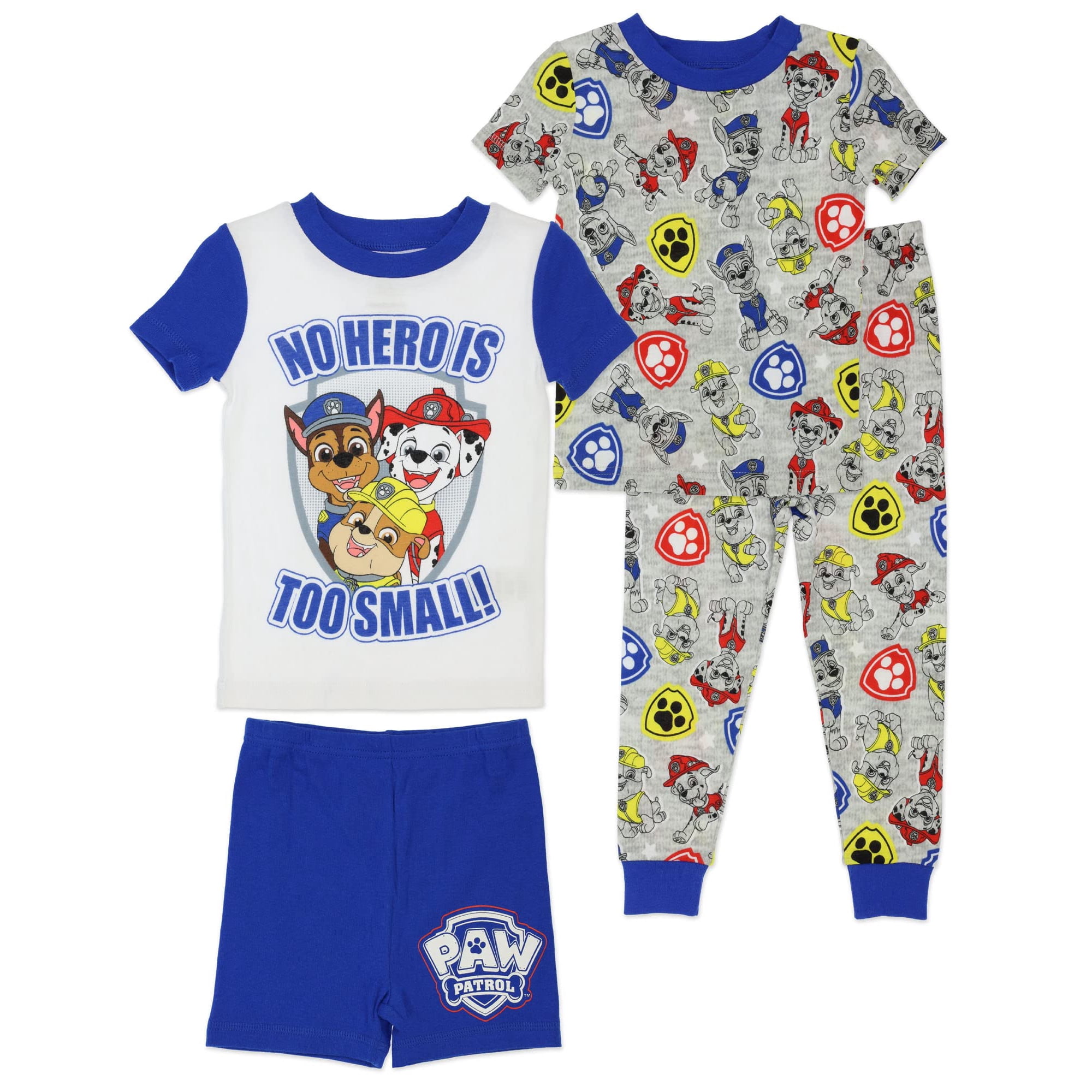 Paw Patrol Boys Pajama Set 4 Piece Cotton Sleepwear Set Grey Print Size