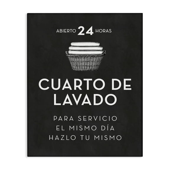 Stupell Industries Publicidad Día de Lavandería, Negro Bath & Laundry Painting Wrapped Canvas Art Print Wall Art, 16 x 20