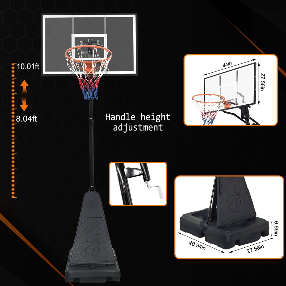 Pro-Grade Adjustable Basketball Hoop – 5-10ft Height Range for Kids & Adults, Premium Portable Goal with Smooth-Roll Wheels, Indoor/Outdoor Versatility