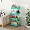 thumbnail image 5 of 4-Tier Plastic Rolling Utility Cart with Handle, Multi-Functional Storage Trolley for Office, Living Room, Kitchen, Movable Storage Organizer with Wheels, Green, 5 of 8