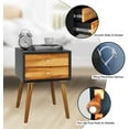 thumbnail image 4 of Giantex End Side Table Nightstand with Storage Drawer and Shelf, Wood Nightstand with 2-Drawers, Solid Wood Legs Living Room Bedroom Furniture, 4 of 8