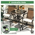 thumbnail image 5 of 37” Height Bistro Table with Umbrella Hole, Tempered Glass Top & Wicker Covered Edge, Counter Height Square Outdoor Bar Table for Garden, Patio, Poolside & Deck, 5 of 7
