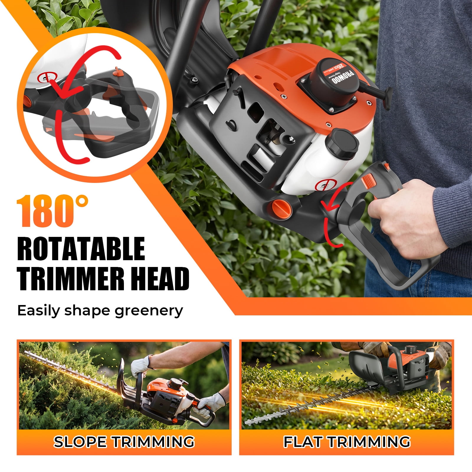 24-Inch 26cc 2 Cycle Gas Hedge Trimmer, Dual Sided Blade,Lightweight Ideal for Trimming Shrubs and Bushes
