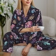 thumbnail image 4 of Goofa Roses Flowers Printed Women’s 2 Piece Pajama Set Super,Pajamas Women's Long Sleeve Sleepwear Soft Button Down Loungewear Pjs Lounge Set Nightwear-Medium, 4 of 9