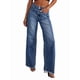 thumbnail image 2 of Pantalones Vaqueros de Pierna para Mujer, Cintura Alta, Elásticos, con Dobladillo Sin Rematar Azul Oscuro M, 2 of 7