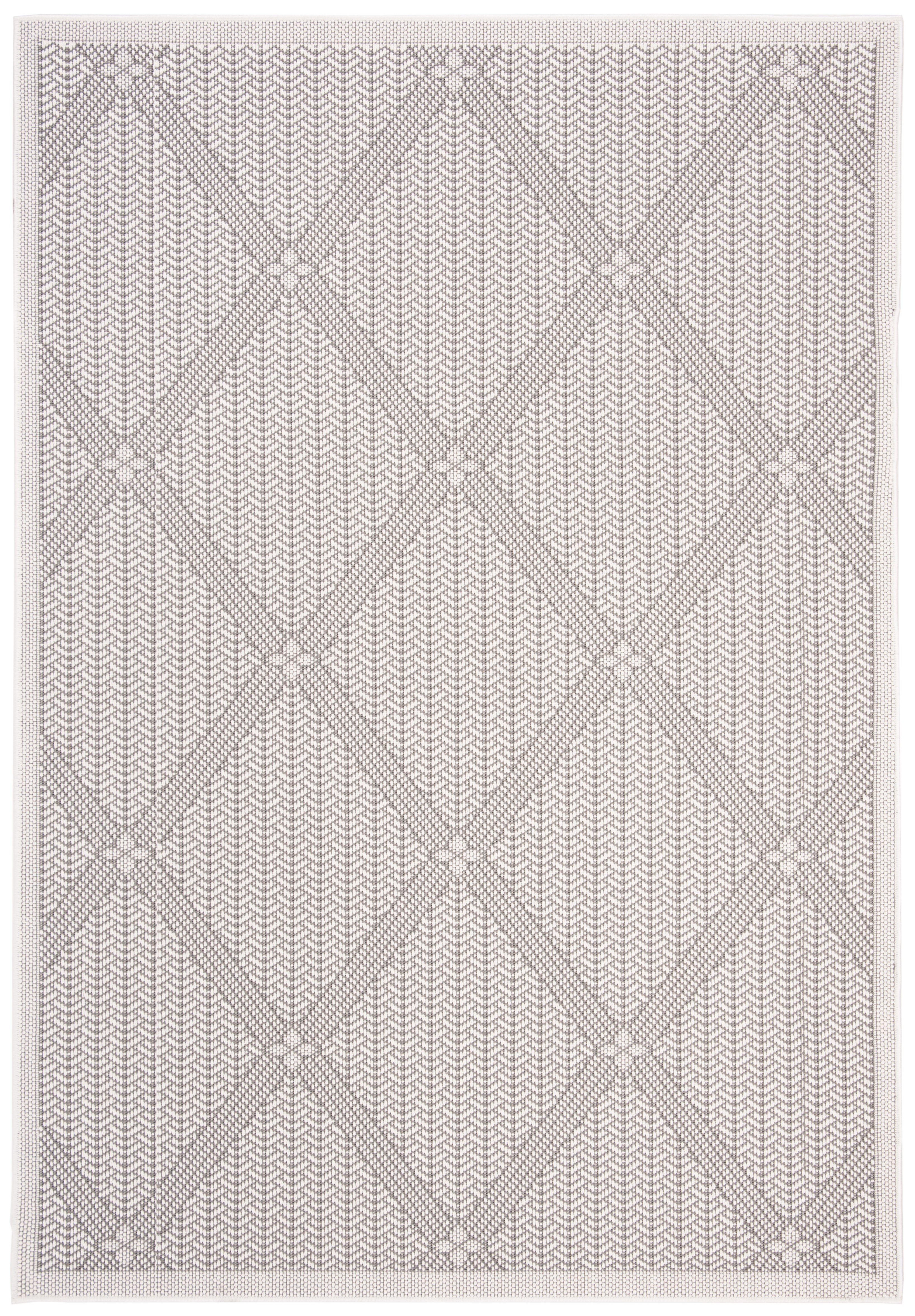 SAFAVIEH Machine Washable Rug Indoor/Outdoor Bermuda Collection - Bermuda Carleen Geometric Indoor/Outdoor Area Rug, Cream/Grey, 6'7" x 9'2"