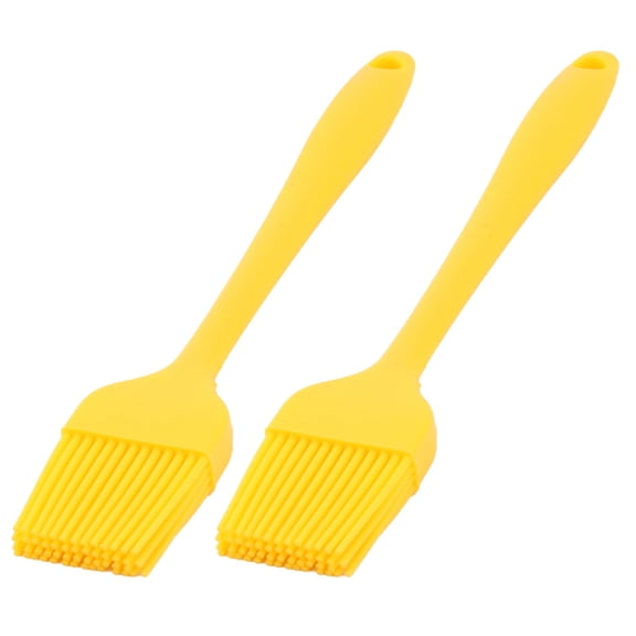 Unique Bargains Home Kitchen Silicone Cookie Cake Baking Tool Cream Oil Pastry Brush Yellow 2pcs