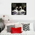 thumbnail image 4 of JRXY  Romantic Swan Wall Art Elegant White Swans Poster Black and White Swan Love Kissing Heart Picture Print Painting for Bathroom Bedroom Office Framed Artwork  16x12in, 4 of 4