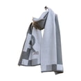 thumbnail image 1 of Winter Unisex Scarf Winter Fall Men Scarf Thickened Wide Long Color Matching Warm Knitted Elastic Soft Windproof Cold-proof Letter Print Washable, 1 of 8