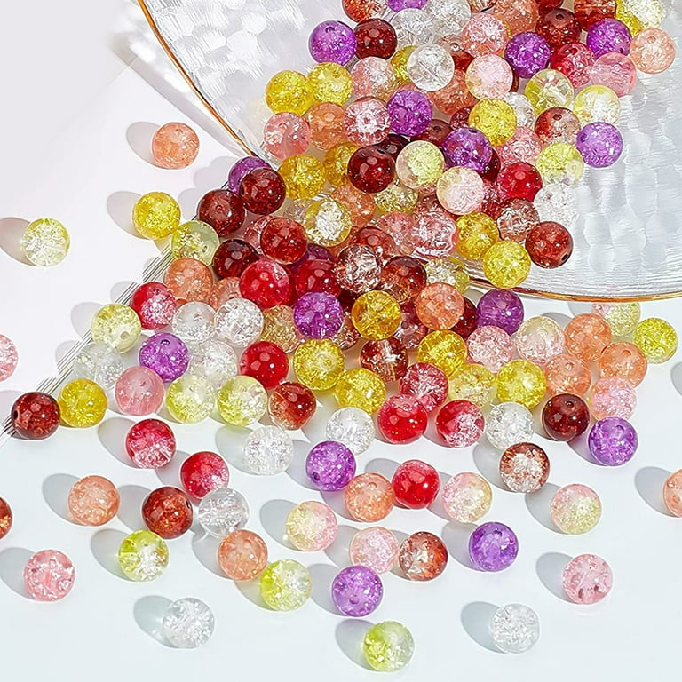 100pcs 10 Color Crackle Glass Beads 10mm Handcrafted Lampwork