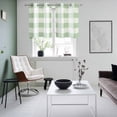 thumbnail image 4 of Sage Green Plaid Kitchen Curtains Small Short 39 Inch Length, Spring Farmhouse Buffalo Checkered Grommet Top Bedroom Living Room Curtains, Light Filtering Cafe Curtain Drapes 2 Panels Set 55''x39'', 4 of 9
