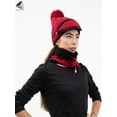 thumbnail image 2 of PULLIMORE Womens Winter Beanie Hats Knitted Scarf Set Pompom Fleece Lined Cap with Face Mask (Red), 2 of 9