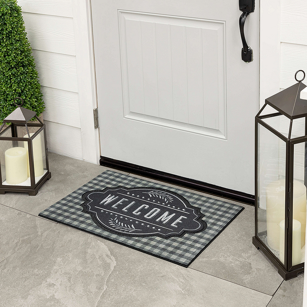 Mohawk Home Farmhouse Chalkboard Outdoor Polyester Door Mat, Grey, 1' 6" X 2' 6"