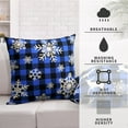 thumbnail image 3 of Set of 2 Blue Christmas Pillow Covers Buffalo Plaid Snowflake Pillow Case 18 x 18 mas White Reindeer Throw Pillow Covers Winter Cotton Linen Pillowcase for Couch Sofa Home Decor, 3 of 6