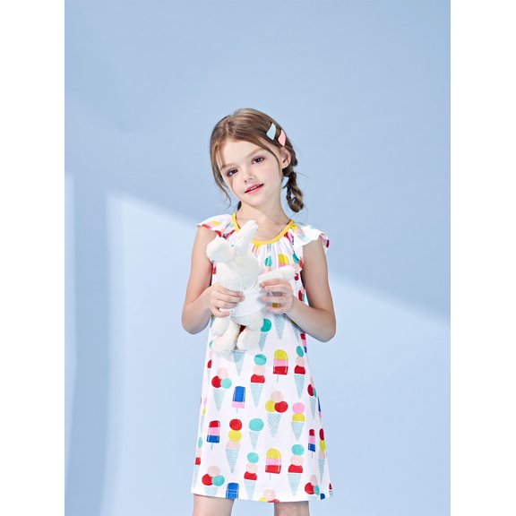THEE BRON Toddler Girls Spring Summer Short Sleeve Tank Top Play Casual Dresses, 2-Pack