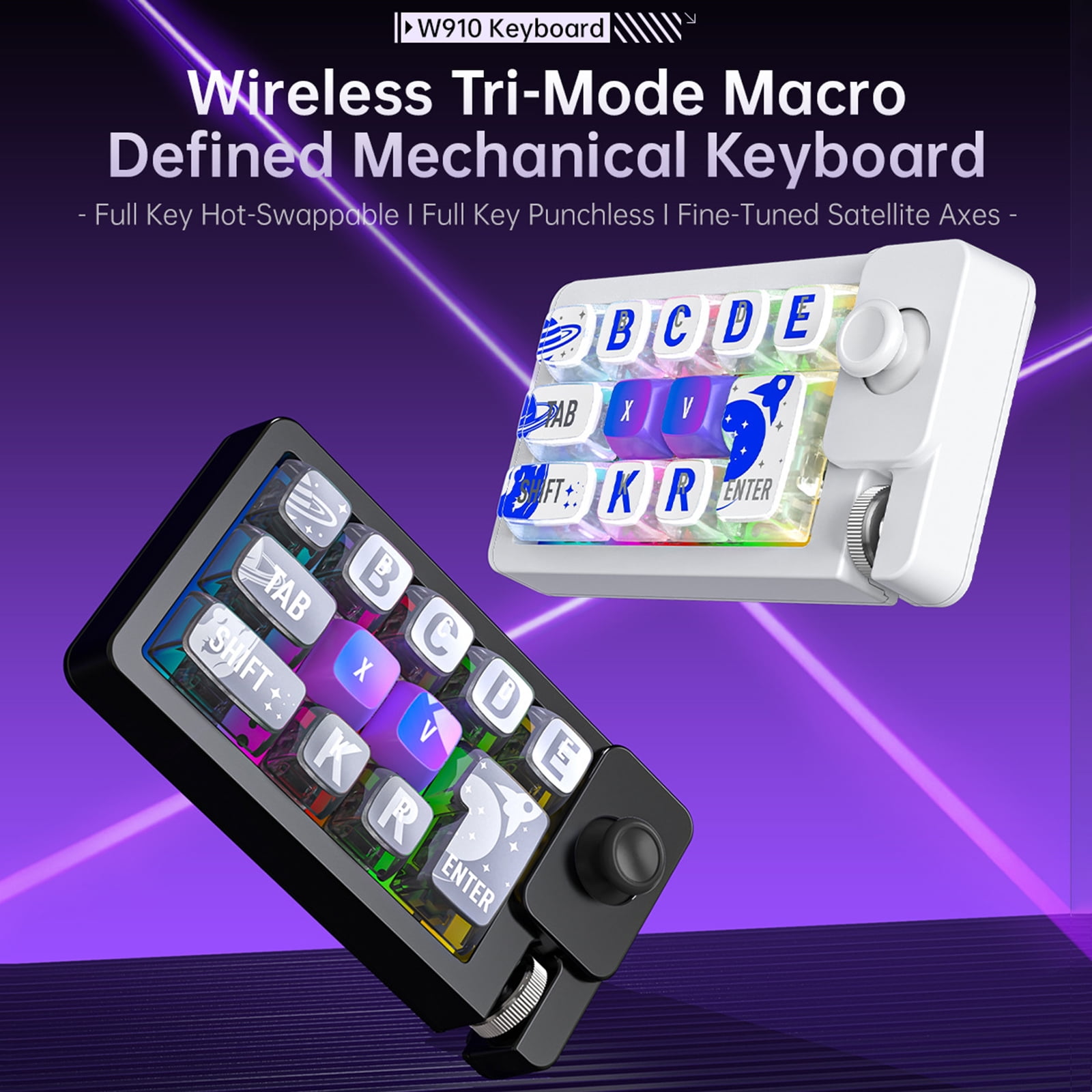Programmable Wireless Gaming Keyboard Three Mode Connection 2.4Ghz Corded Color Lighting Detachable Keycaps