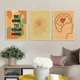 thumbnail image 2 of Decoración de pared con dibujos animados de cafetería popular sobre salud mental, pegatina de pared de Harajuku, decoración del hogar, pintura para dormitorio, pintura en lienzo, 2 of 5