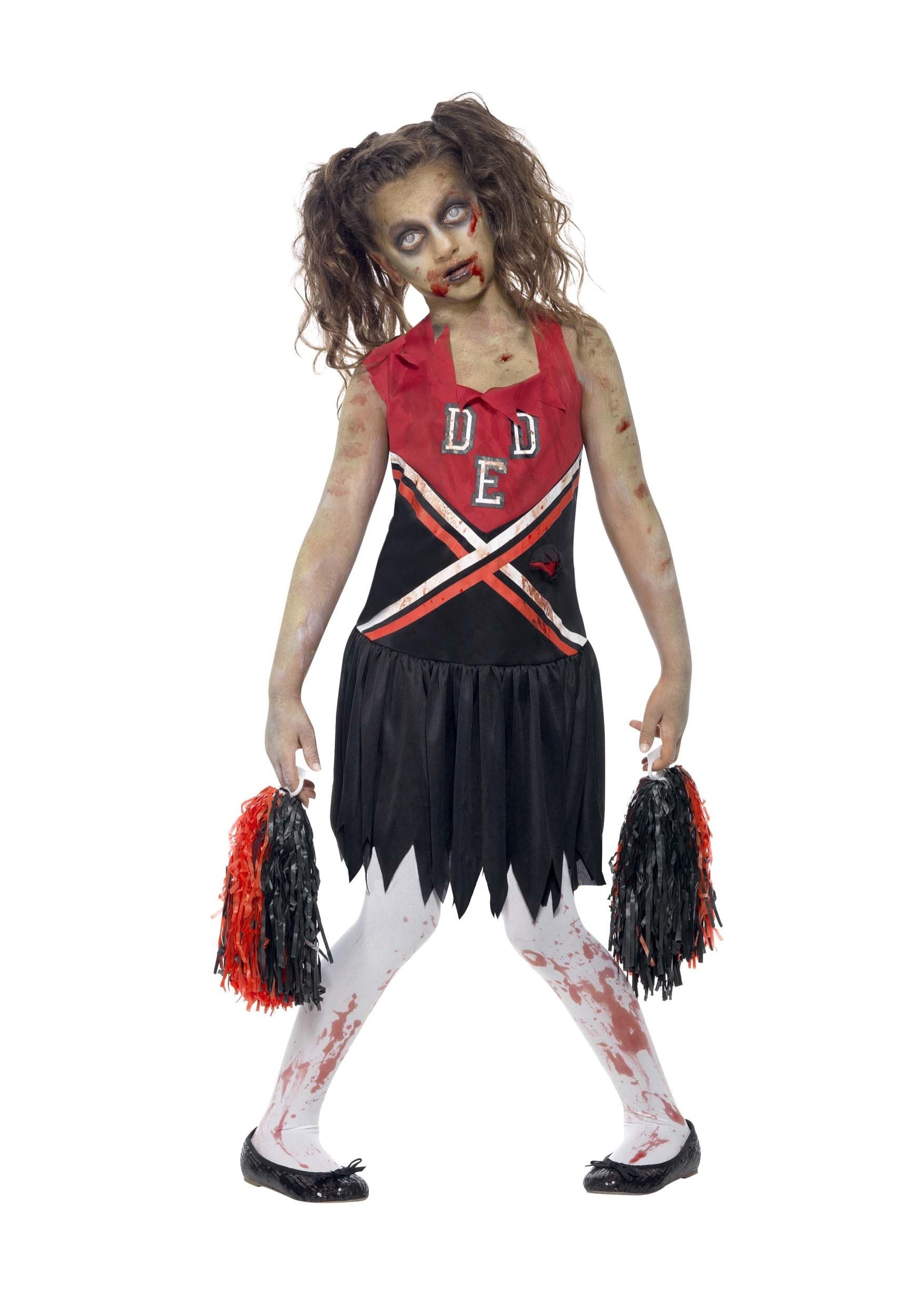 Details about   Adult Zombie Cheerleader Costume with Wig Size 12-14 