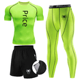 thumbnail image 4 of Traje de hombre de tres piezas de compresión de secado rápido de manga corta, mallas, traje deportivo para correr, traje de entrenamiento de baloncesto, gimnasio, 4 of 6
