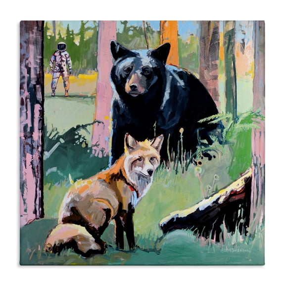 Forest Animals in Deep Space Canvas Wall Art, design by Adam Swanson