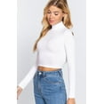 thumbnail image 2 of J. METHOD Women's Turtle Neck Crop Top Long Sleeve Ribbed Knit Casual Basic Cropped T Shirts, 2 of 4