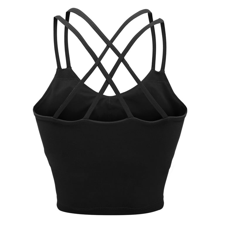 FANNYC Cross Back Sport Bras Padded Strappy Criss Cross Cropped Bras for  Yoga Workout Fitness Activewear Sexy Padded Yoga Bra Tops With Good Support  