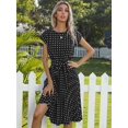 thumbnail image 4 of Womens Summer Dresses Cap Sleeve Polka Dot Falten Midi Dress 2024 Fashion O Neck Casual Fit Tiered Boho Beach Vacation Sundress (Black,XX-Large), 4 of 5