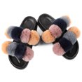 thumbnail image 1 of Women Furry Slippers Fashion Pom Pom Ball Faux Fur Slippers Fluffy Sandals, 1 of 8
