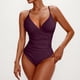 thumbnail image 2 of Traje de Baño de Color Sólido Bikini de Corte Alto de las Mujeres, Traje de Baño de Nylon de Moda Conservadora con Almohadillas, 2 of 3