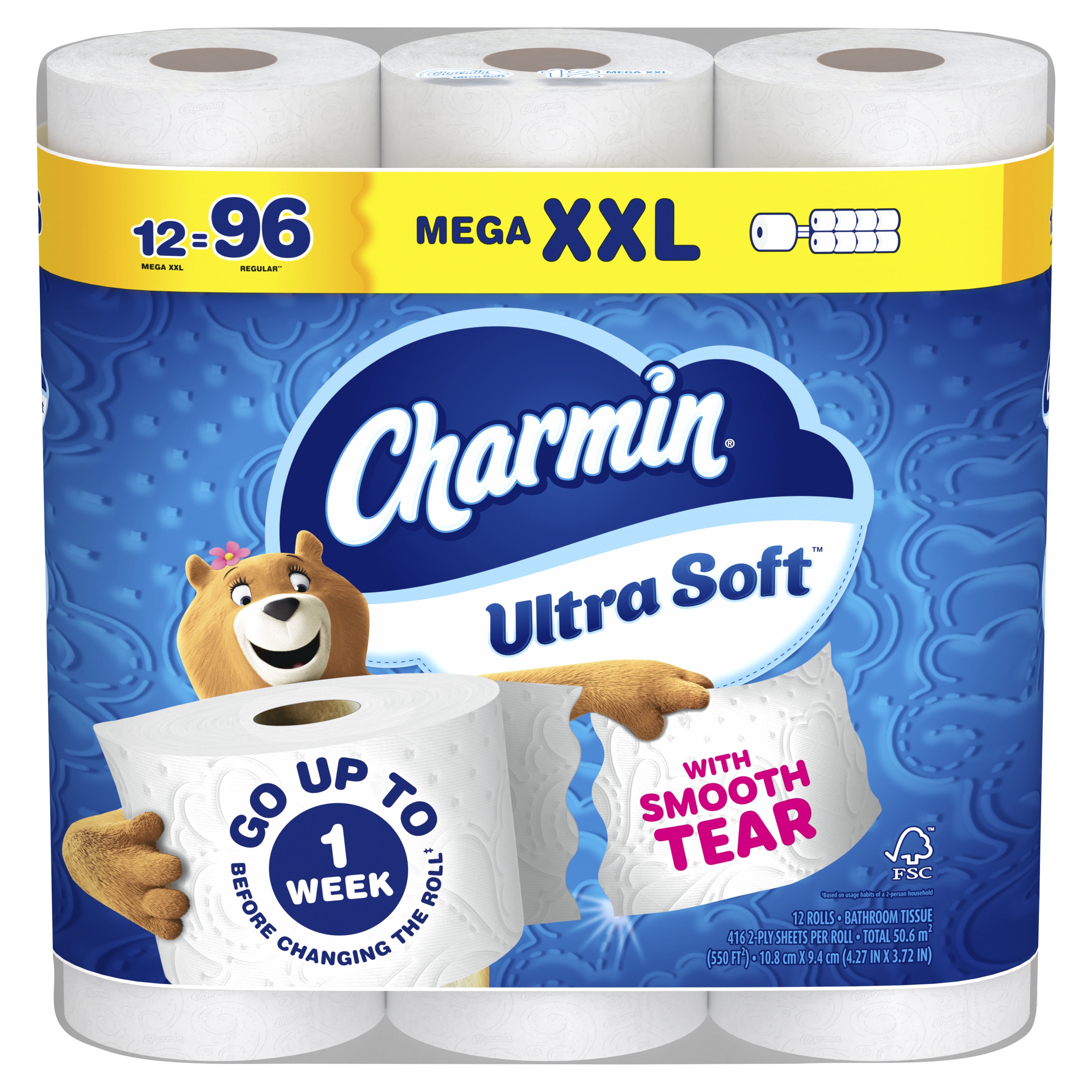 Charmin Ultra Soft Toilet Paper, 12 Mega XXL Rolls, 2-Ply Bath Tissue