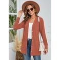 thumbnail image 5 of SHOWMALL Women's Long Sleeve Open Front Cardigan Button Down Pumpkin M Ribbed Lightweight Knit Outerwear with Pocket, 5 of 7