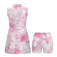 thumbnail image 5 of COEQINE Light Pink Tie-Dye Print Women's Tennis Dress Washable Breathable Soft Sports Dresses V-Neck Sleeveless 2 Pieces Golf Outfits with Shorts 2 Pockets, XL, 5 of 7