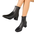 thumbnail image 6 of Willtoo Women's Square Toe Side Zipper Mid Chunky Heels Retro Ankle Boots, 6 of 6